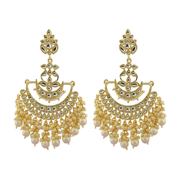 Joban Fashion Women Kundan Pearl Golden White Earrings - Distacart