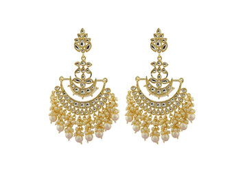 Joban Fashion Women Kundan Pearl Golden White Earrings - Distacart
