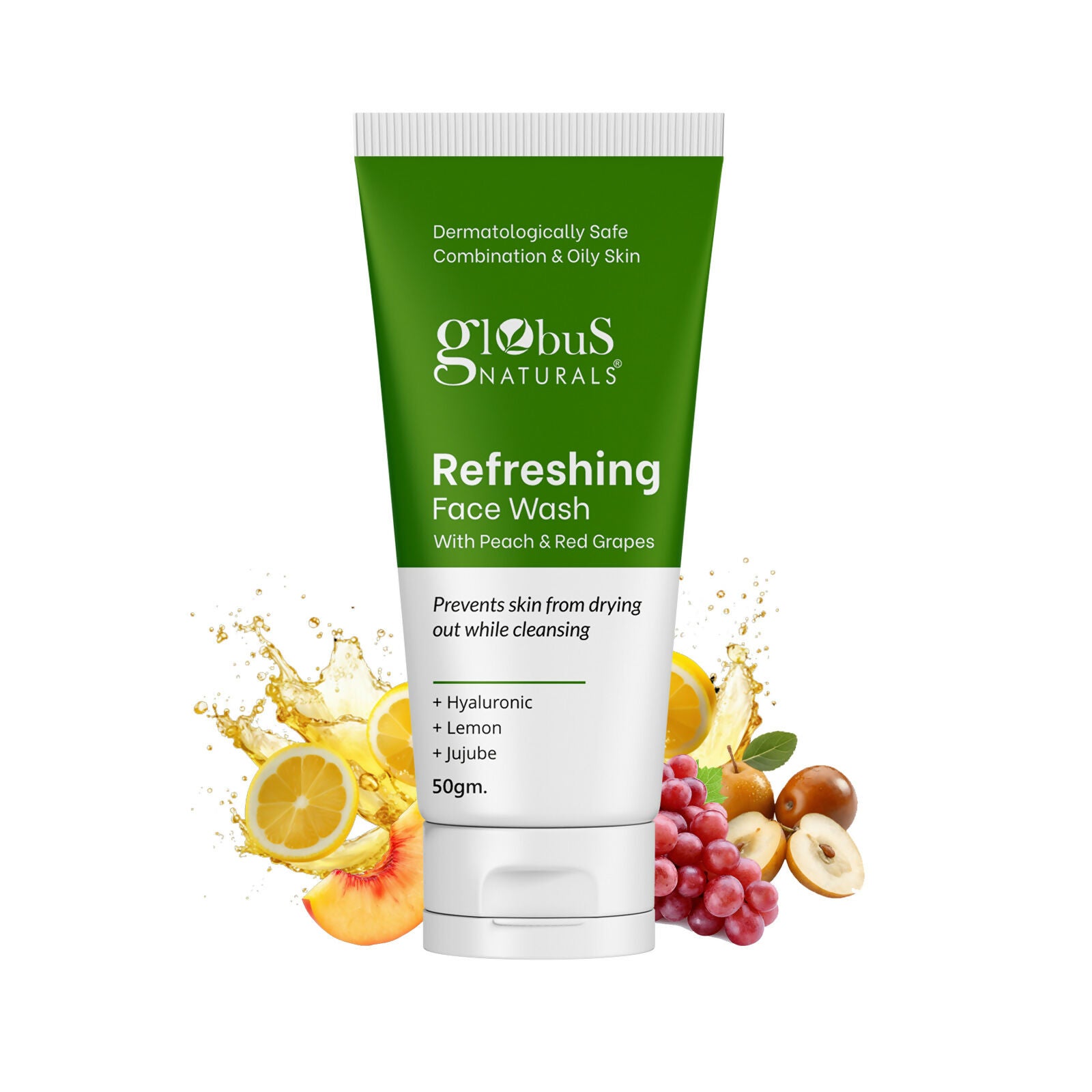 Globus Naturals Refreshing Face Wash with Peach & Red Grapes