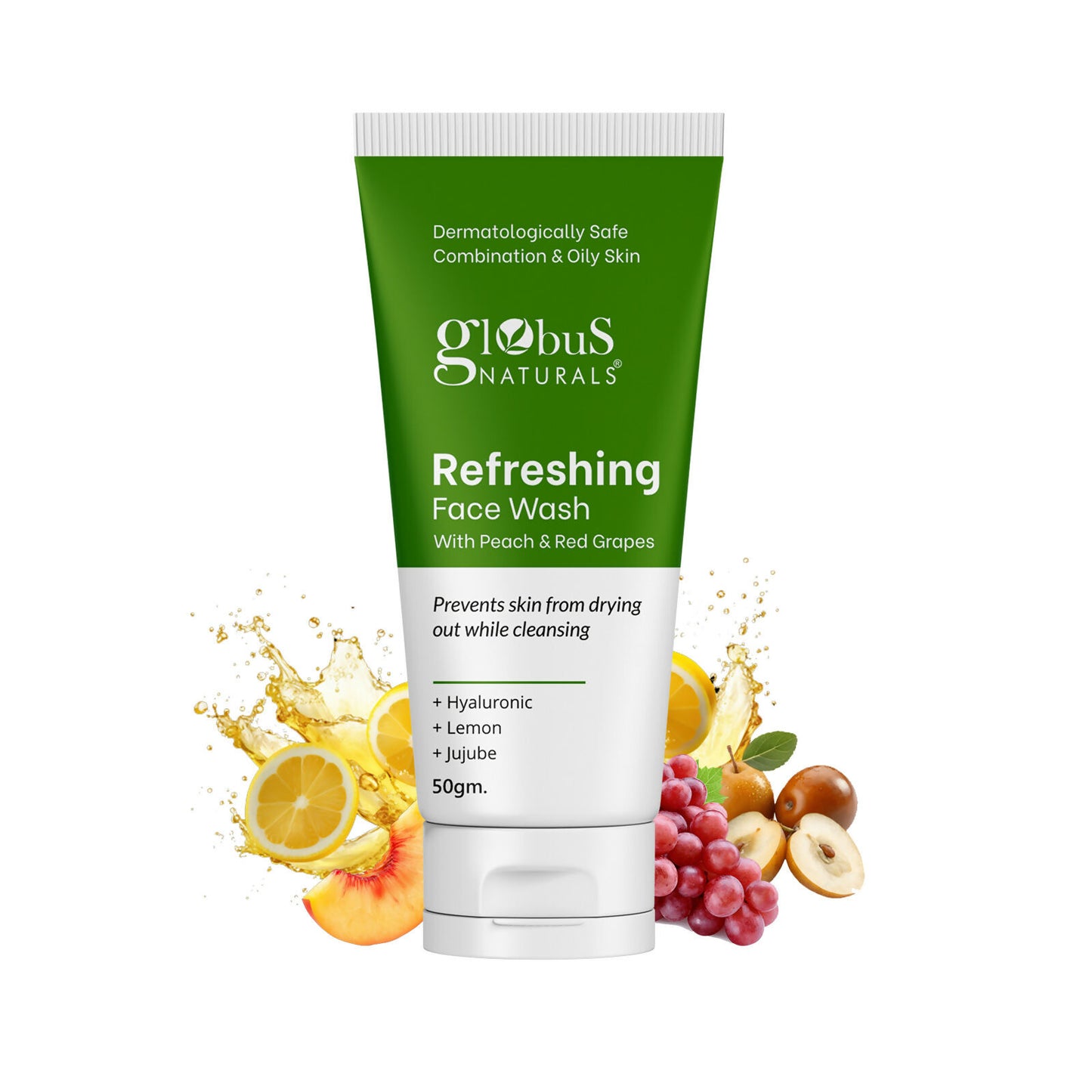 Globus Naturals Refreshing Face Wash with Peach & Red Grapes - Distacart
