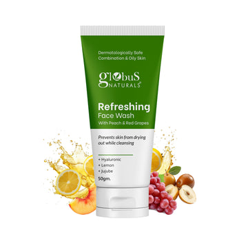 Globus Naturals Refreshing Face Wash with Peach & Red Grapes - Distacart