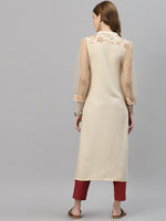 Thumbnail for Kalini Women Cream-Coloured Floral Printed Keyhole Neck Kurta - Distacart