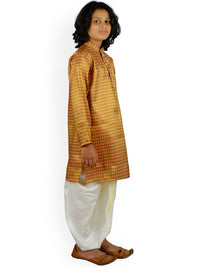 Thumbnail for Sethukrishna Boys Gold-Toned Printed Kurta with Dhoti Pants - Distacart