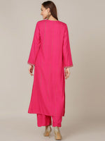 Thumbnail for HERE&NOW V-Neck A-Line Bead Work Kurta with Palazzos - Distacart