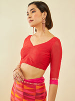 Thumbnail for Soch Coral Geometric Printed Beads and Stones Saree - Distacart
