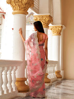 Thumbnail for Tikhi Imli Floral Beads and Stones Organza Heavy Work Saree - Distacart