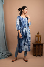 Thumbnail for Kaajh Women's Blue Tie Dye Kurta - Distacart