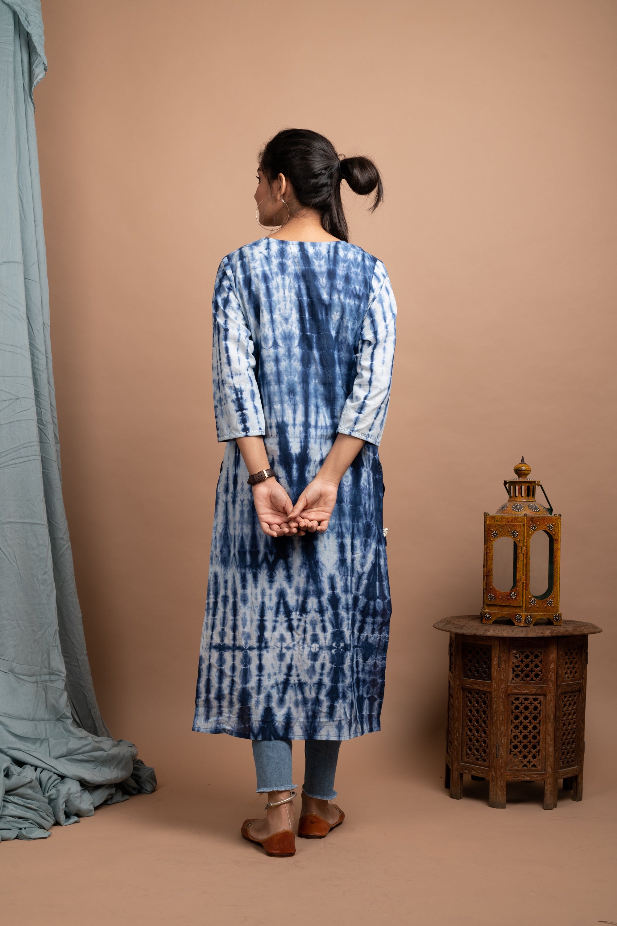 Kaajh Women's Blue Tie Dye Kurta - Distacart