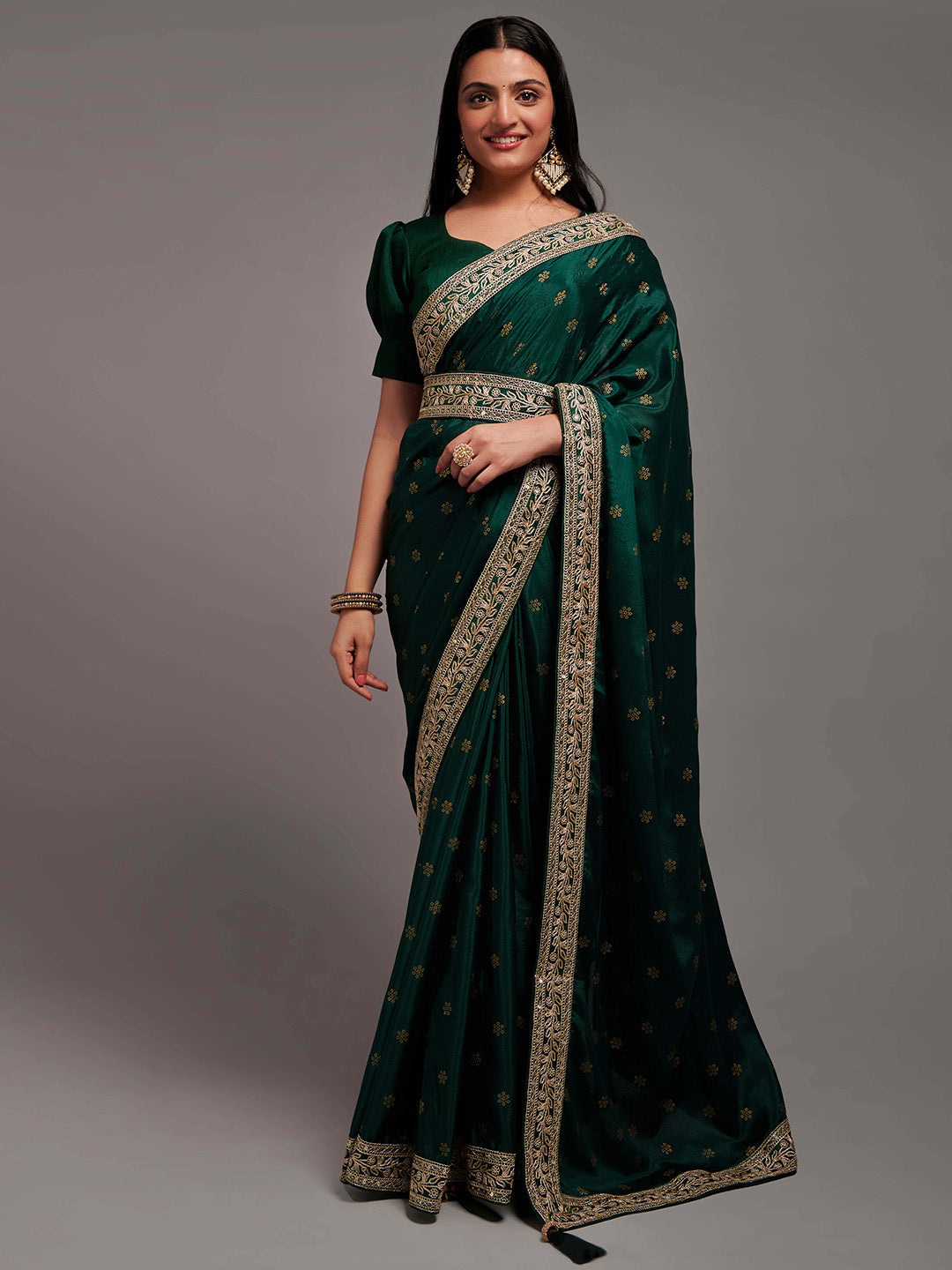 Kalini Floral Embroidered Saree - Distacart