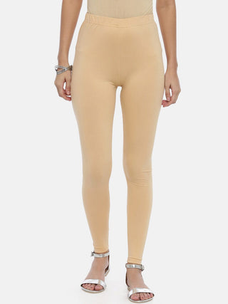Souchii Beige Solid Slim-Fit Ankle-Length Leggings For Women - Distacart