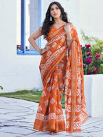 Thumbnail for Kalini Batik Printed Zari Saree - Distacart