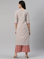 Thumbnail for Biba Women White & Maroon Printed Kurta with Palazzos - Distacart