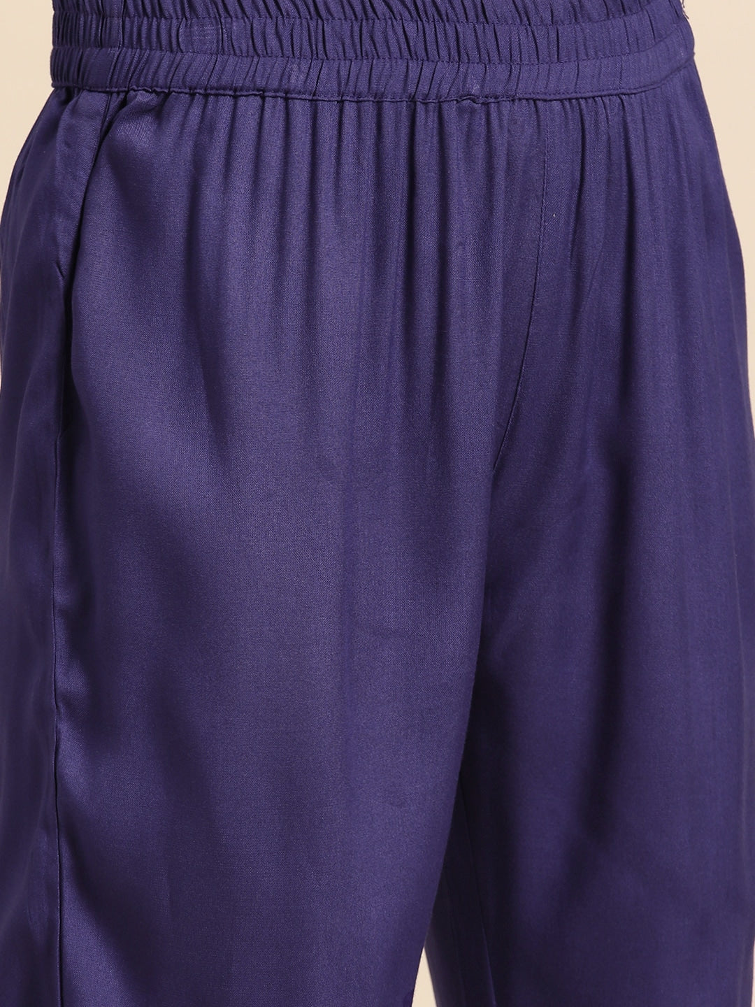 Sangria Bell Sleeves Solid Straight Kurta With Trousers - Distacart