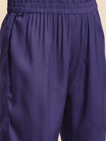 Thumbnail for Sangria Bell Sleeves Solid Straight Kurta With Trousers - Distacart