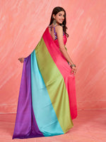 Thumbnail for Sangria Colourblocked Satin Saree - Distacart