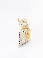 Thumbnail for NR By Nidhi Rathi White Mirror Work Embroidered Potli Clutch - Distacart