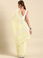 Thumbnail for Kalini Woven Design Striped Zari Pure Linen Saree - Distacart