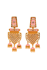 Thumbnail for Traditional Gold-Plated Meenakari Pink Jhumka Jhumki Earrings By House of Ree - Distacart