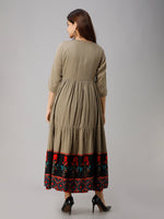 Thumbnail for Kalini Women Gunmetal-Toned Floral Thread Work Kurta - Distacart