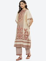 Thumbnail for Biba Women Beige Ethnic Motifs Printed Kurta with Palazzos - Distacart