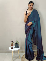 Thumbnail for Mitera Blue Ombre Dyed Ready To Wear Saree - Distacart