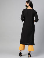 Thumbnail for HERE&NOW Women Black Solid Straight Kurta - Distacart
