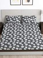 Thumbnail for Story@home Arena Grey & White Floral Printed 180 TC Bedsheet & Pillow Covers - Distacart