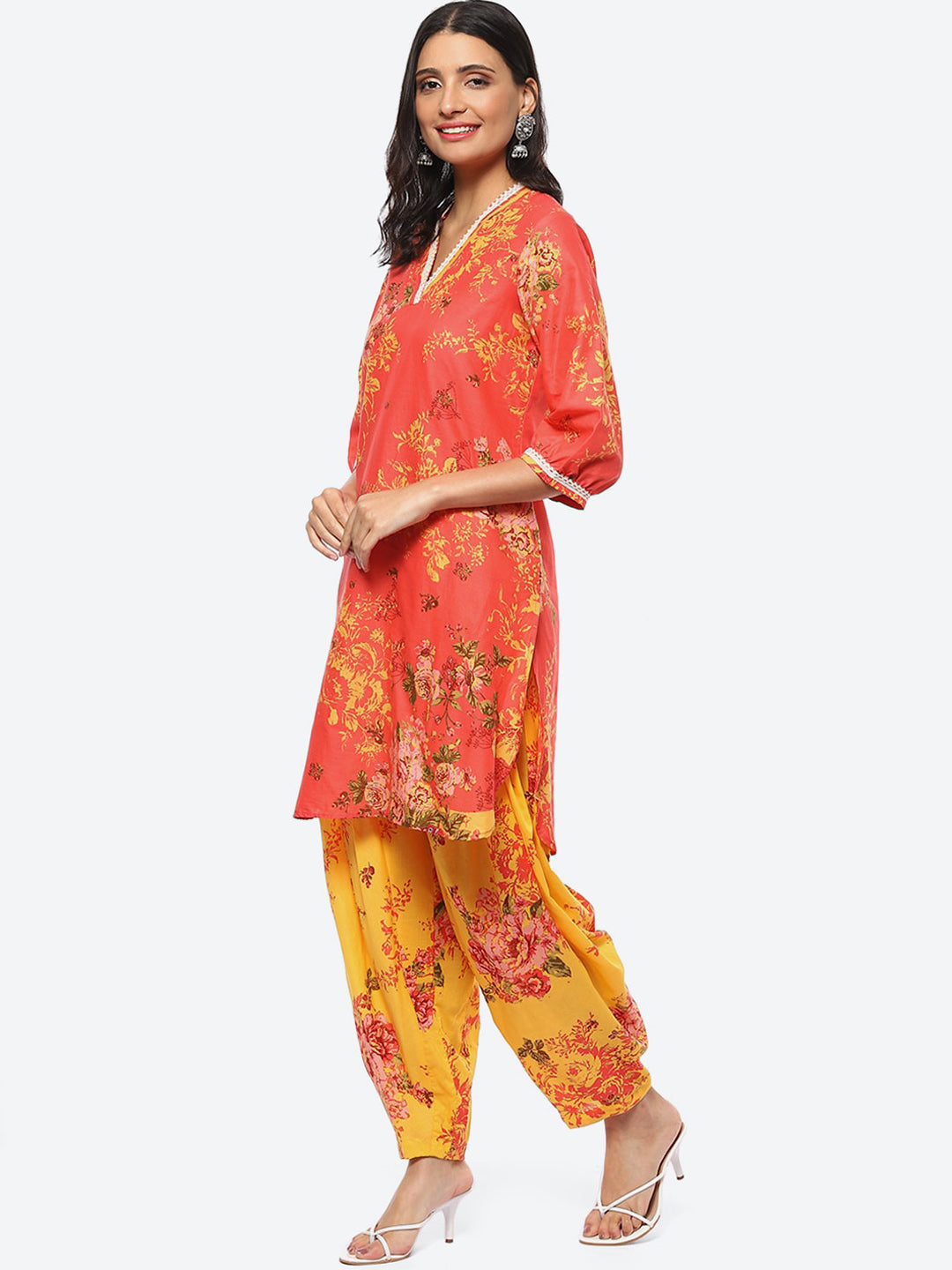 Biba Women Plus Size Floral Printed Kurta With Salwar - Distacart