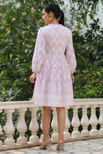 Thumbnail for Juniper Women's Lavender Rayon Floral Printed Short Tiered Dress - Distacart
