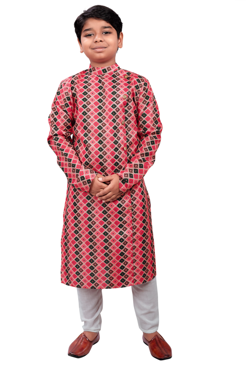 DEIANA'S Casual Designer Kurta Pyjama Set For Boys And kids (Pink With Black) - Distacart