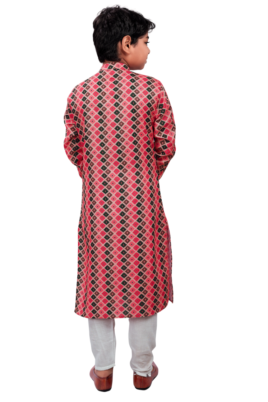DEIANA'S Casual Designer Kurta Pyjama Set For Boys And kids (Pink With Black) - Distacart