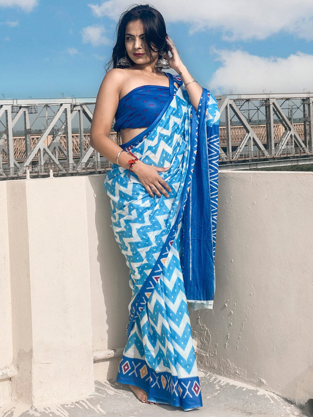 Kalini Geometric Printed Pure Cotton Saree - Distacart