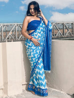 Thumbnail for Kalini Geometric Printed Pure Cotton Saree - Distacart