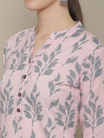 Thumbnail for Sangria Women Pink & Grey Floral Printed Kurta - Distacart