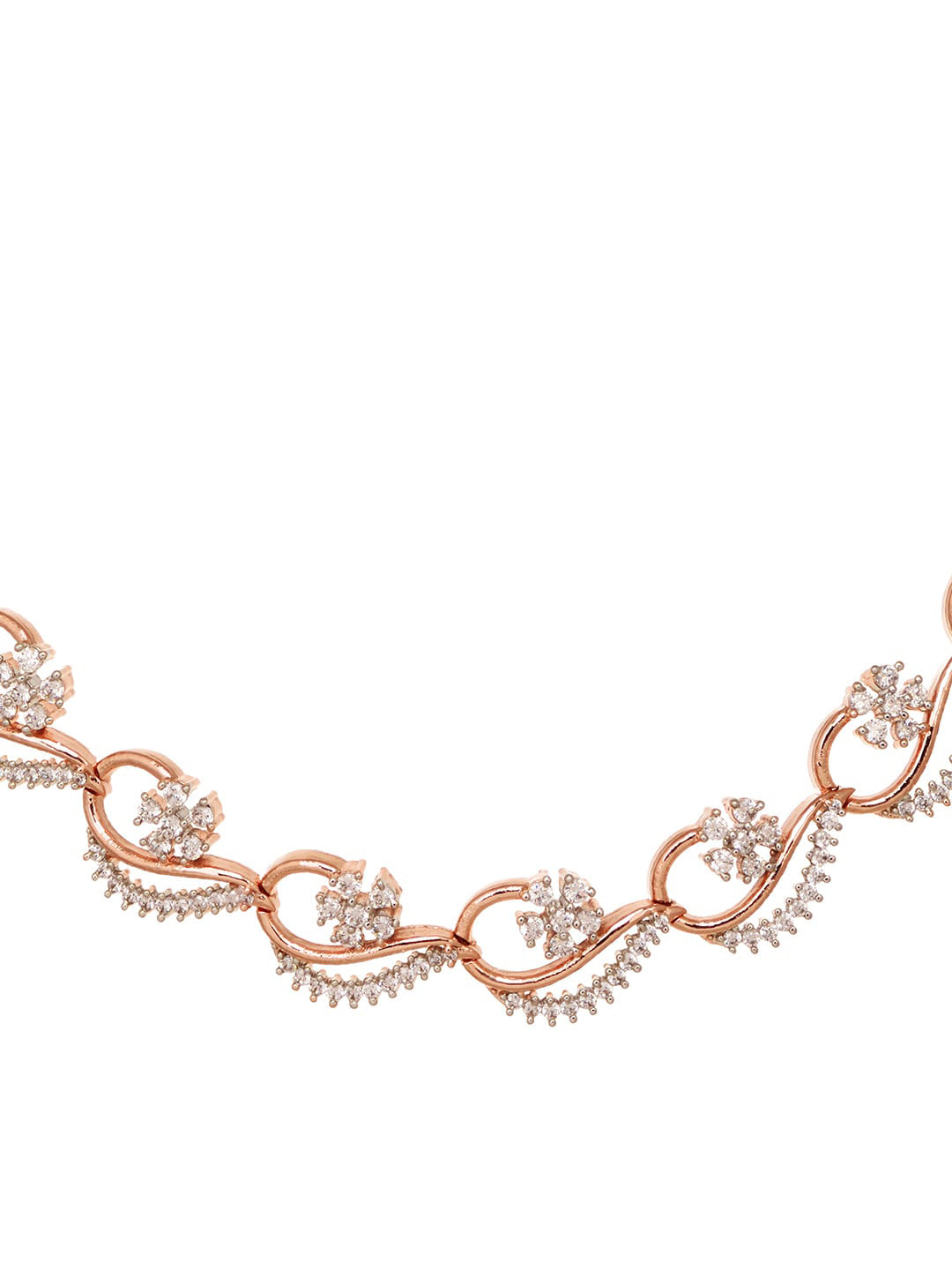 Saraf RS Jewellery Rose Gold-Plated White AD-Studded Jewellery Set - Distacart