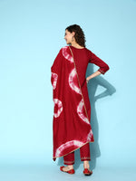 Thumbnail for Sangria Embroidered Thread Work Kurta with Trousers & With Dupatta - Distacart