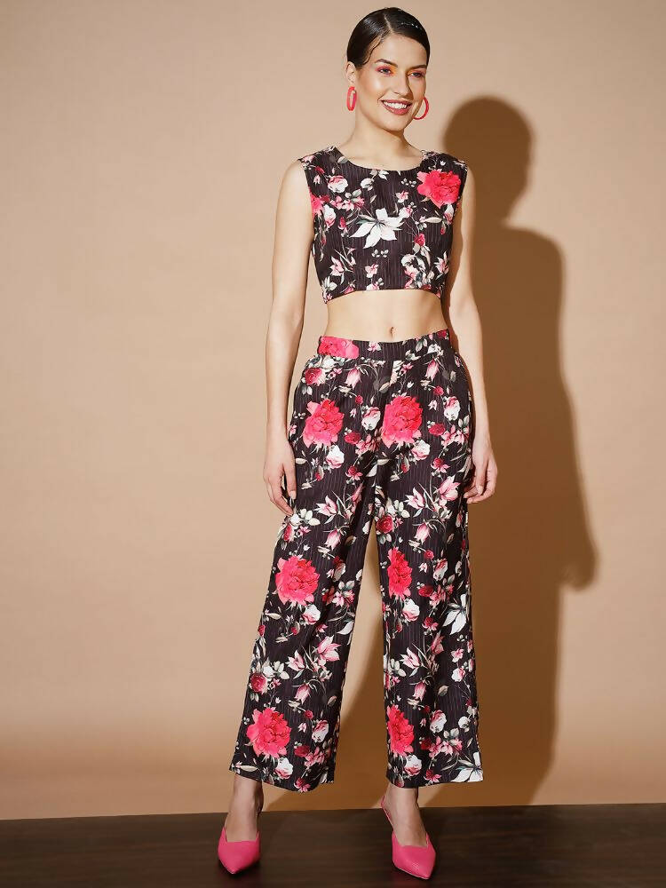 Myshka Women Black Printed Co-Ords - Distacart