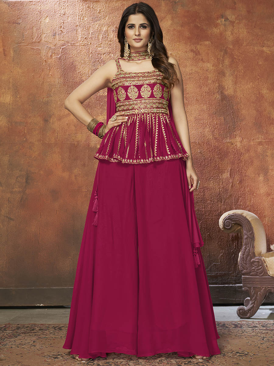 Myra Pink Georgette Embroidered Designer Suit - Distacart