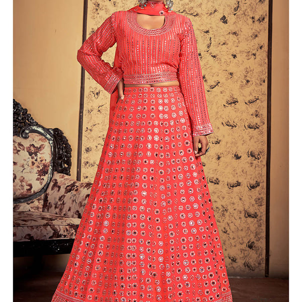 Myra Neon Art Silk Heavy Embroidered Designer Lehenga - Distacart
