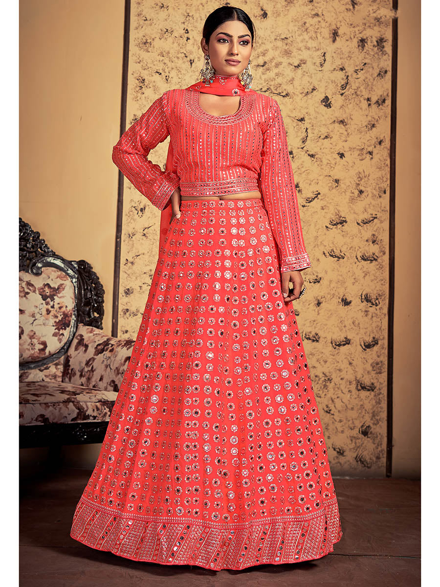 Myra Neon Art Silk Heavy Embroidered Designer Lehenga - Distacart