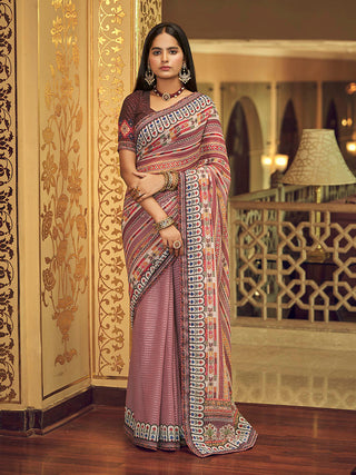 Myra Multicolour Gorgette Designer Saree - Distacart