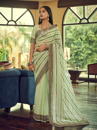 Myra Multicolour Gorgette Designer Saree - Distacart