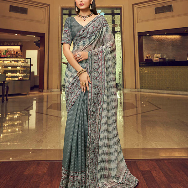 Myra Multicolour Gorgette Designer Saree - Distacart