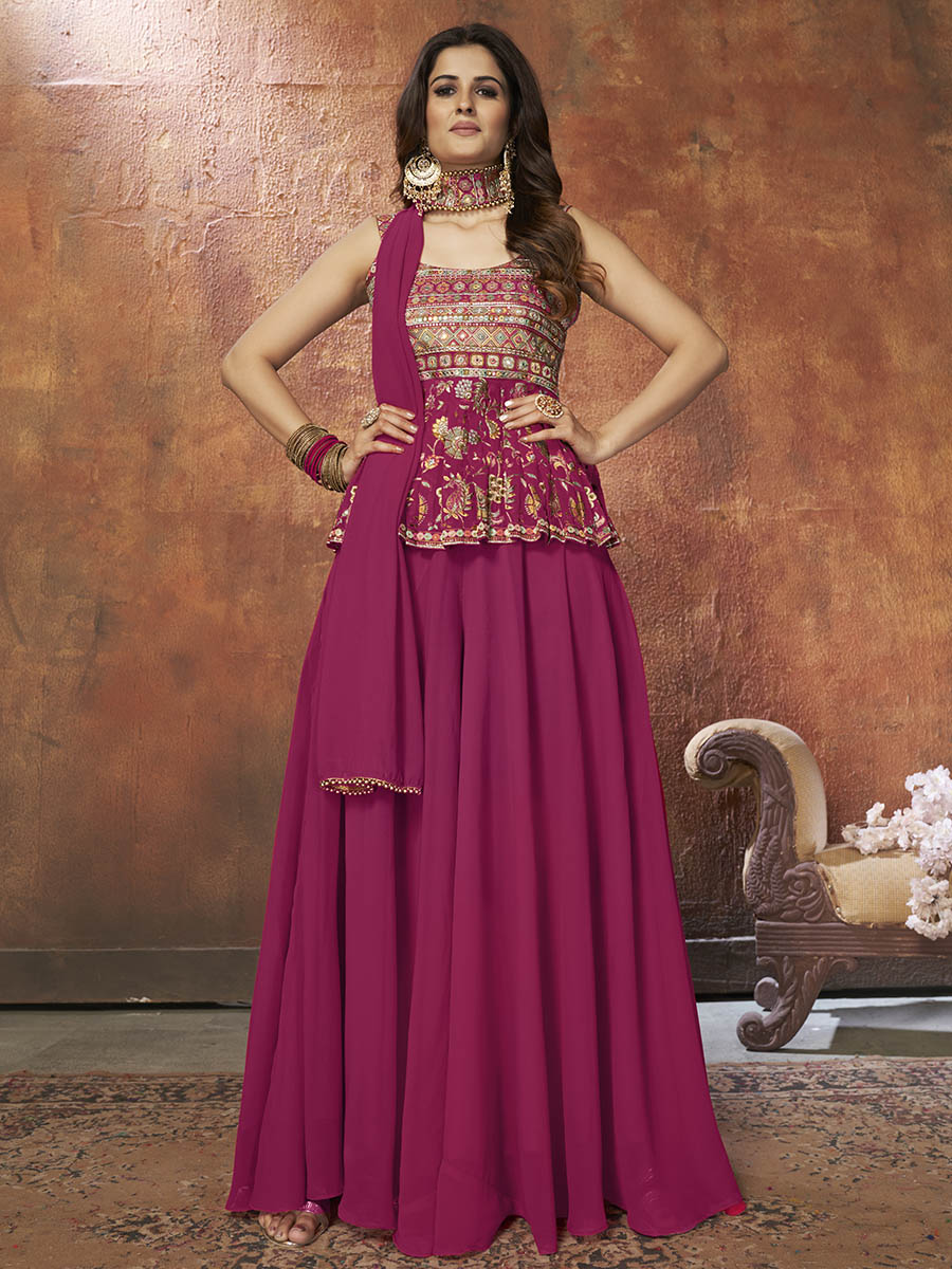 Myra Pink Georgette Embroidered Designer Suit - Distacart