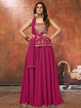 Myra Pink Georgette Embroidered Designer Suit - Distacart