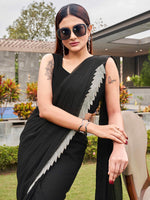 Thumbnail for Tikhi Imli Black Beads and Stones Saree - Distacart