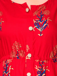 Thumbnail for Kalini Women Red Rayon Printed A-line Kurta - Distacart