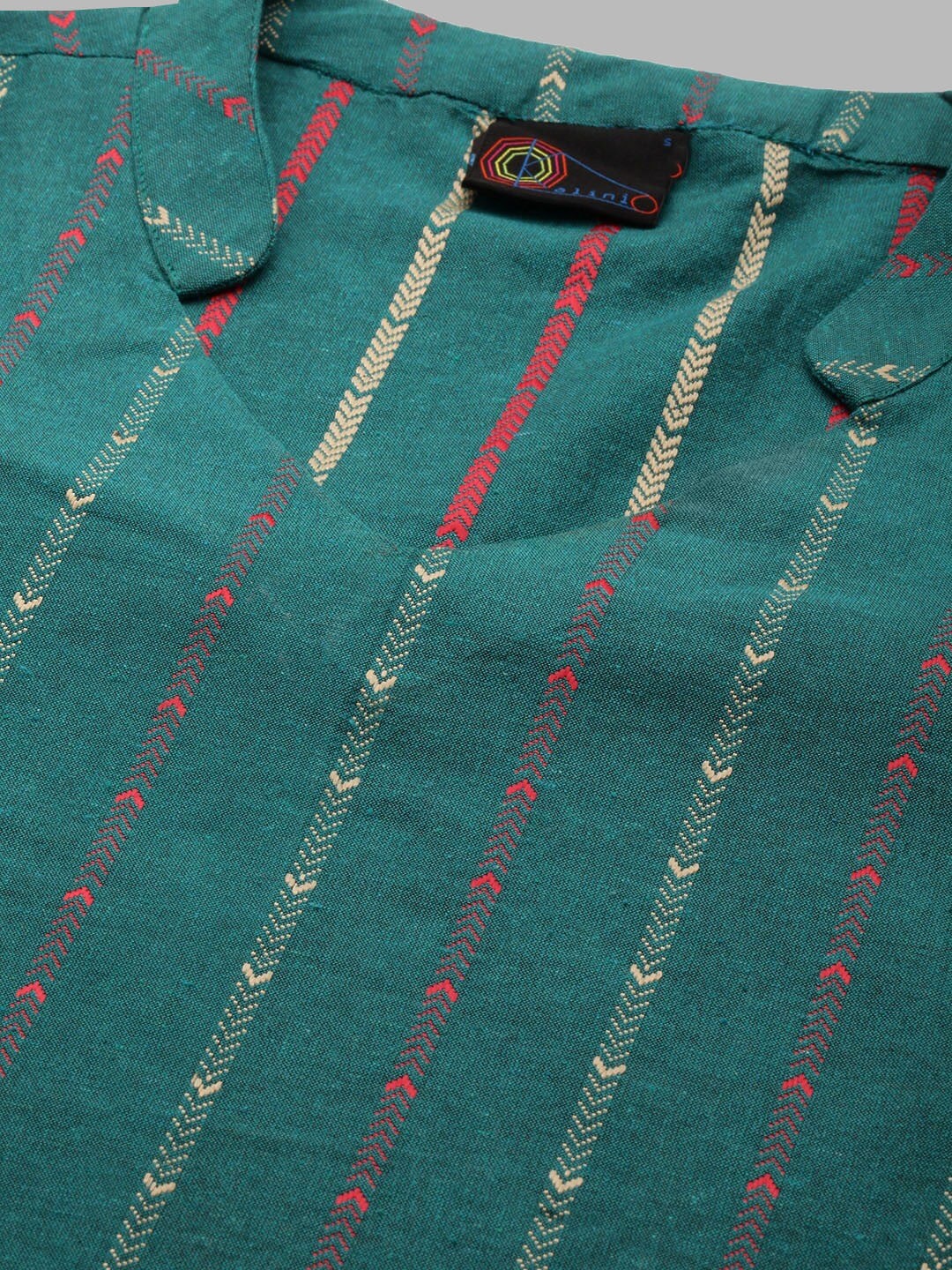 Kalini Mandarin Collar Woven Design Kurta with Trousers - Distacart