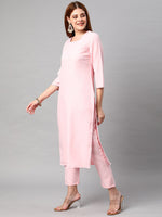 Thumbnail for Kalini Women Pink Kurta with Trousers & With Dupatta - Distacart