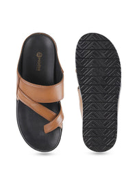 Thumbnail for Mochi Tan Brown Leather Comfort Sandals For Men - Distacart